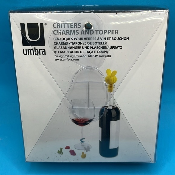 Umbra 7 Piece Critters Wine Charms & Stopper Set- brand new never opened - Picture 2 of 4